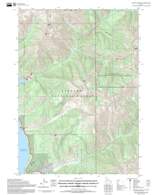 2025 Forest Service Topo Map of Mount Baird Idaho