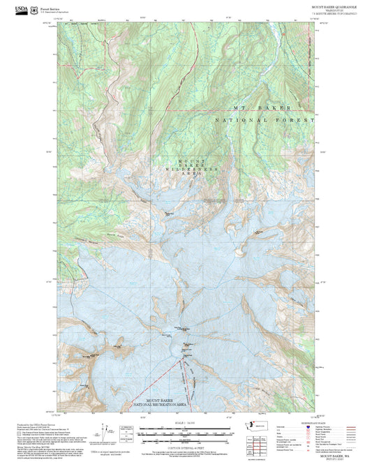 2025 Forest Service Topo Map of Mount Baker Washington