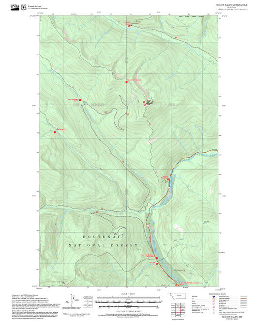 2025 Forest Service Topo Map of Mount Baldy Montana
