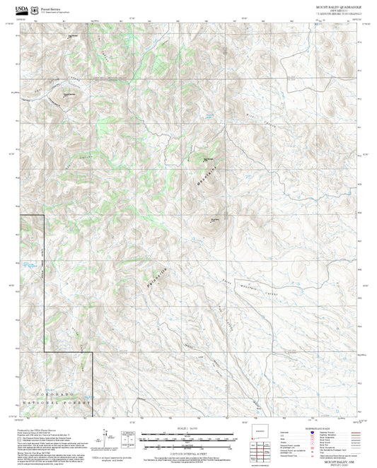 2025 Forest Service Topo Map of Mount Baldy New Mexico