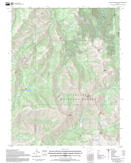 2025 Forest Service Topo Map of Mount Belknap Utah