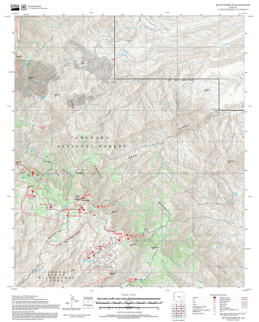 2025 Forest Service Topo Map of Mount Bigelow Arizona