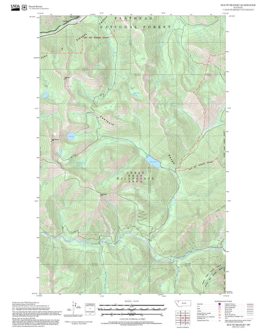 2025 Forest Service Topo Map of Mount Bradley Montana