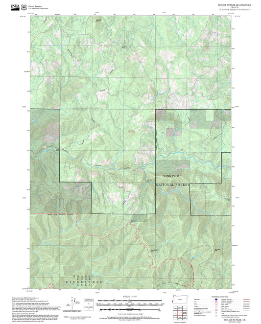 2025 Forest Service Topo Map of Mount Butler Oregon
