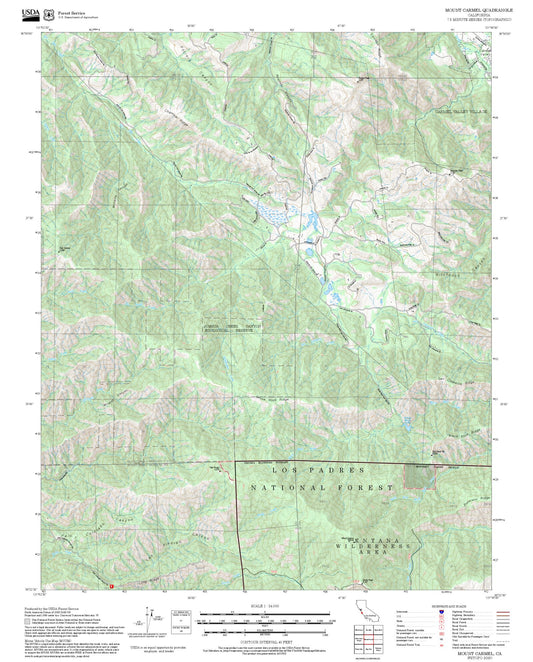 2025 Forest Service Topo Map of Mount Carmel California