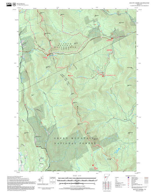 2025 Forest Service Topo Map of Mount Carmel Vermont