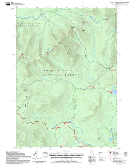 2025 Forest Service Topo Map of Mount Carrigain New Hampshire