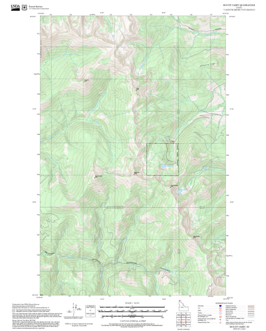 2025 Forest Service Topo Map of Mount Casey Idaho