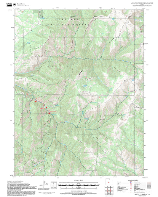 2025 Forest Service Topo Map of Mount Catherine Utah