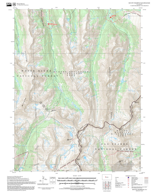 2025 Forest Service Topo Map of Mount Champion Colorado