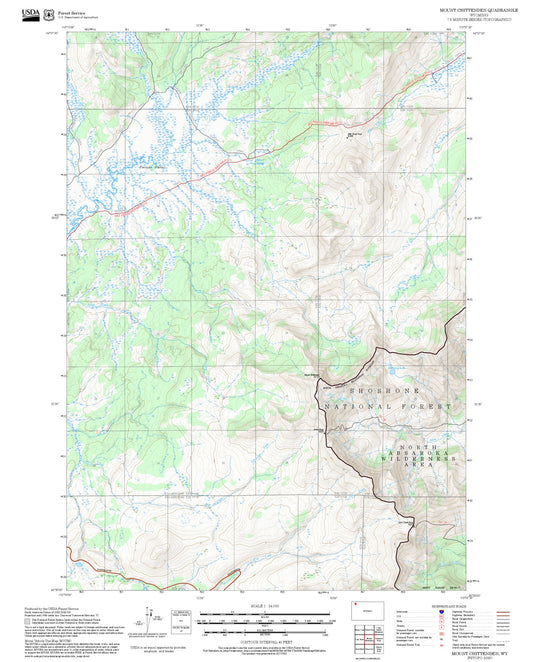 2025 Forest Service Topo Map of Mount Chittenden Wyoming