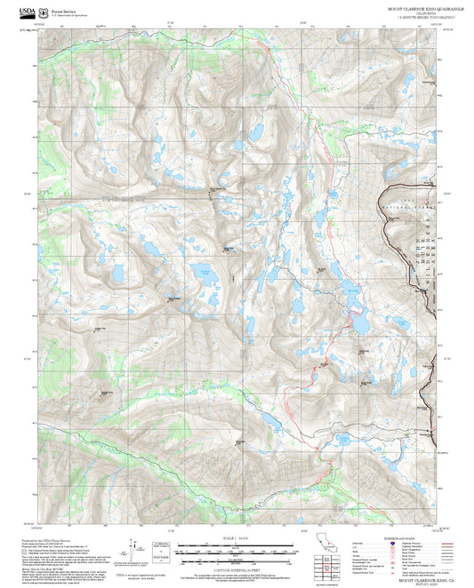 2025 Forest Service Topo Map of Mount Clarence King California