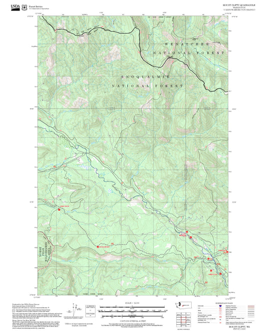 2025 Forest Service Topo Map of Mount Clifty Washington