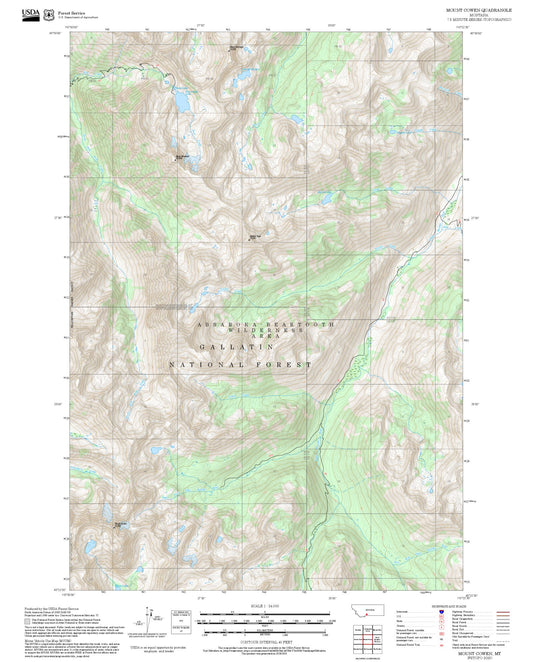 2025 Forest Service Topo Map of Mount Cowen Montana