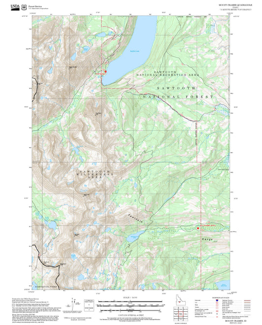 2025 Forest Service Topo Map of Mount Cramer Idaho