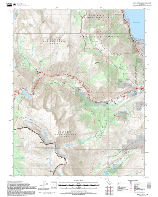 2025 Forest Service Topo Map of Mount Dana California