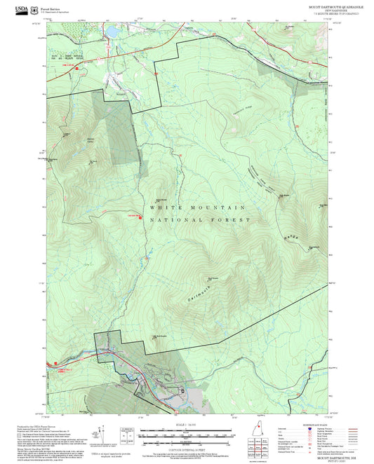 2025 Forest Service Topo Map of Mount Dartmouth New Hampshire