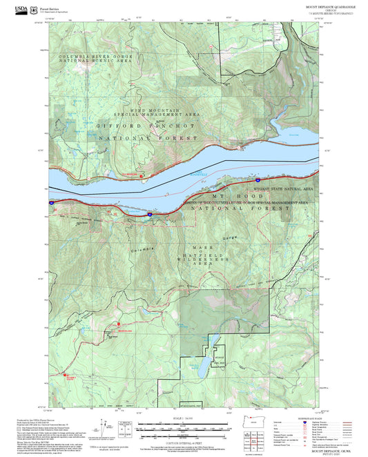 2025 Forest Service Topo Map of Mount Defiance Oregon