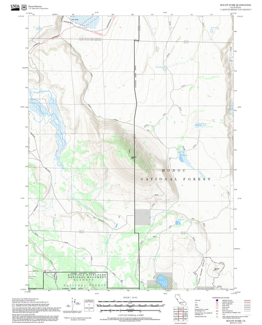 2025 Forest Service Topo Map of Mount Dome California