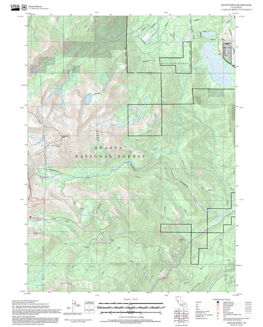 2025 Forest Service Topo Map of Mount Eddy California