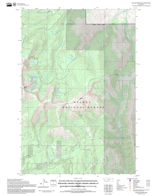 2025 Forest Service Topo Map of Mount Edith Montana