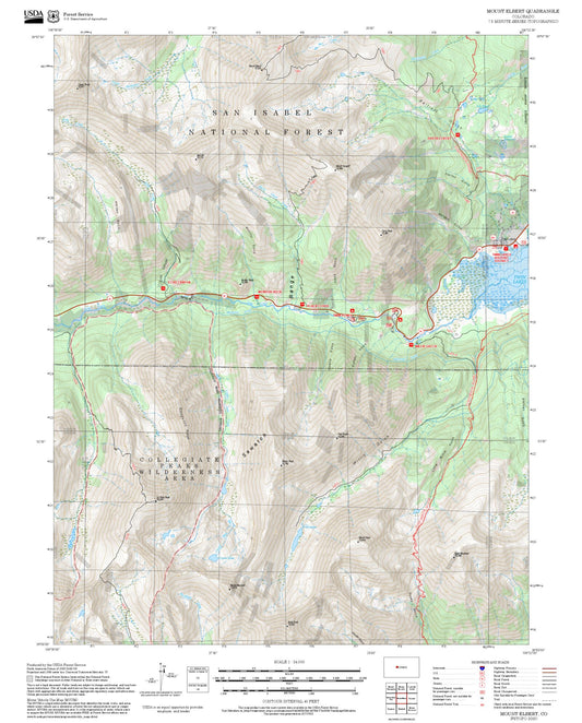 2025 Forest Service Topo Map of Mount Elbert Colorado