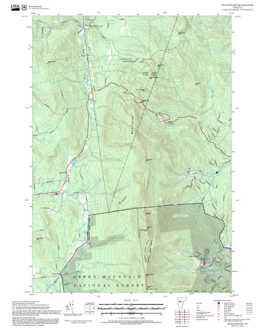 2025 Forest Service Topo Map of Mount Ellen Vermont