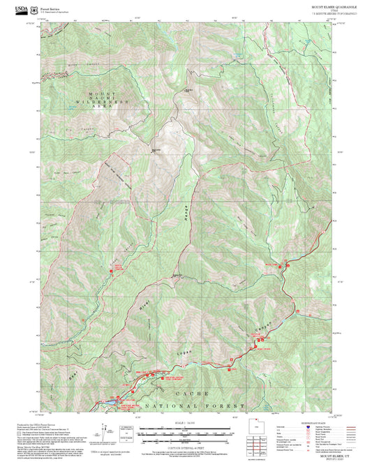2025 Forest Service Topo Map of Mount Elmer Utah