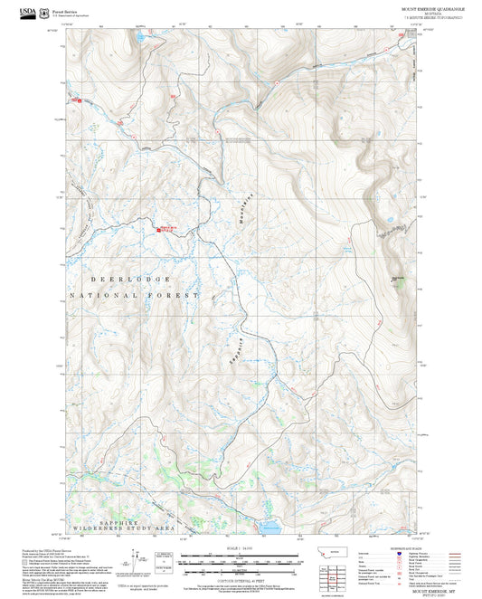 2025 Forest Service Topo Map of Mount Emerine Montana