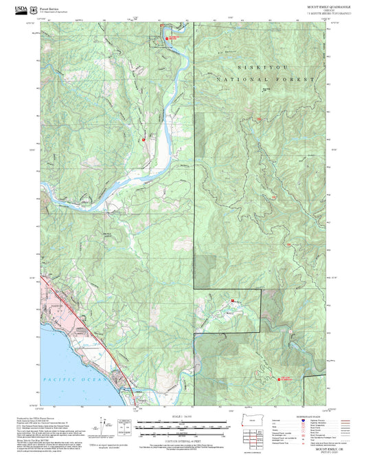 2025 Forest Service Topo Map of Mount Emily Oregon