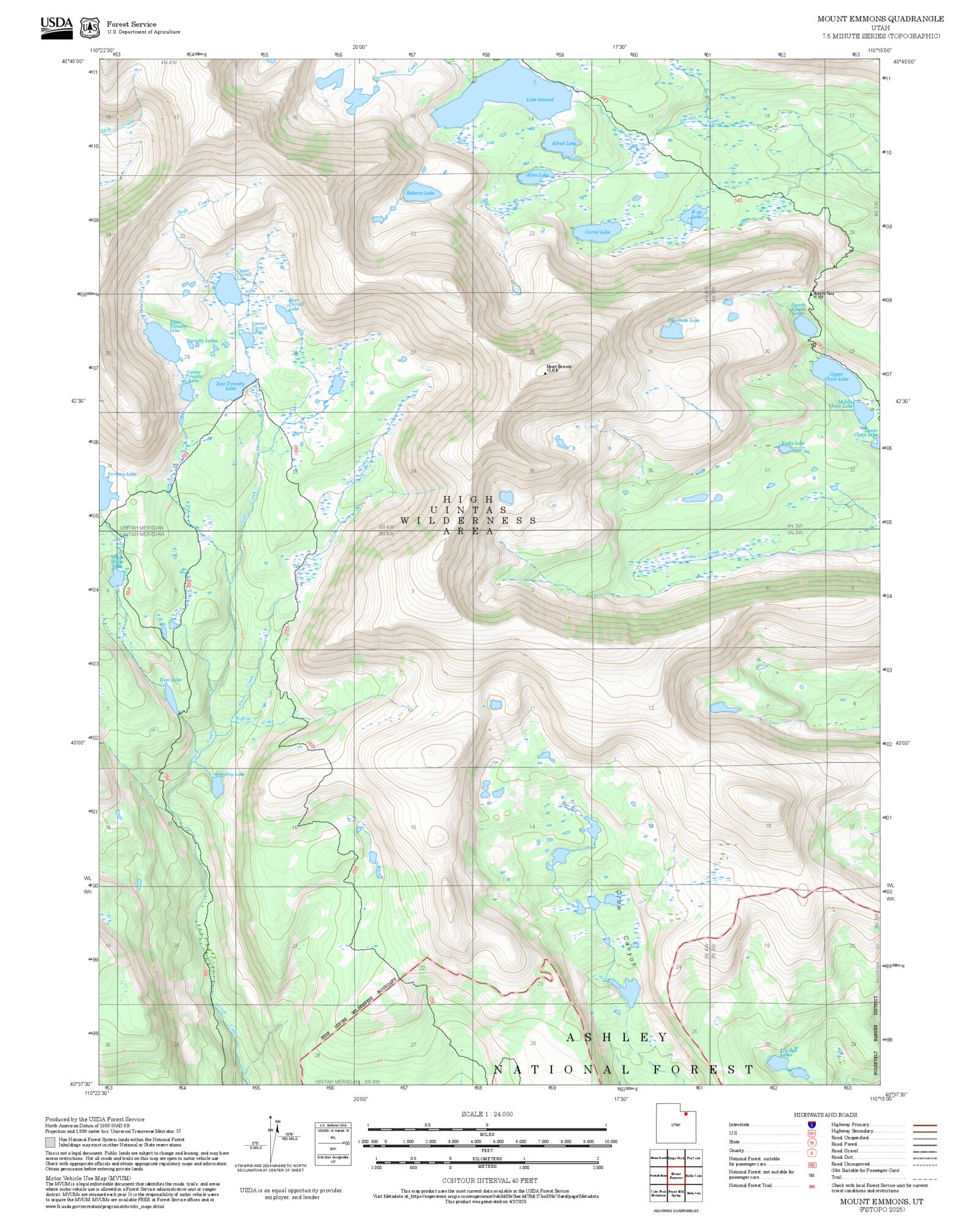2025 Forest Service Topo Map of Mount Emmons Utah – MyTopo Map Store