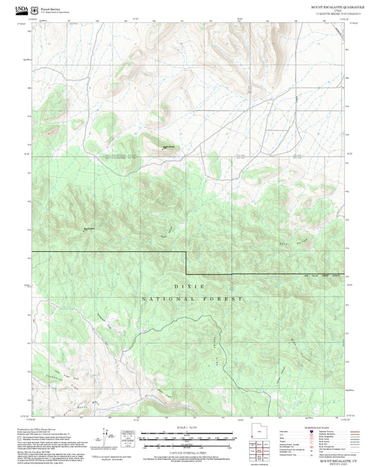 2025 Forest Service Topo Map of Mount Escalante Utah