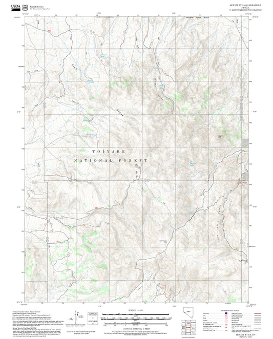 2025 Forest Service Topo Map of Mount Etna Nevada