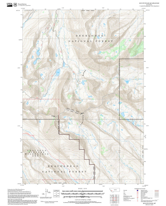 2025 Forest Service Topo Map of Mount Evans Montana