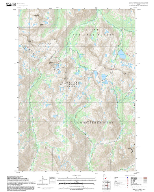 2025 Forest Service Topo Map of Mount Everly Idaho