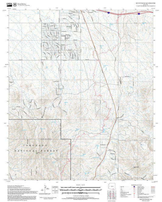 2025 Forest Service Topo Map of Mount Fagan Arizona