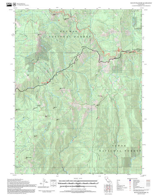 2025 Forest Service Topo Map of Mount Fillmore California