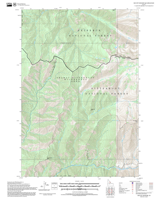 2025 Forest Service Topo Map of Mount George Idaho