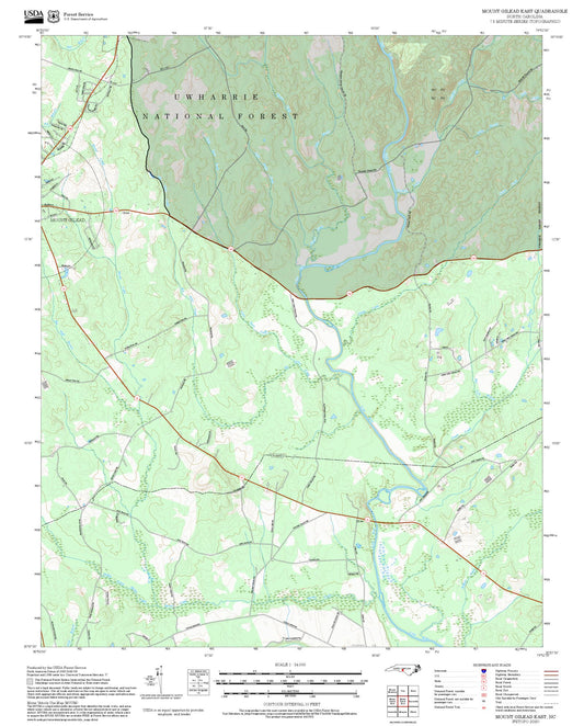 2025 Forest Service Topo Map of Mount Gilead East North Carolina