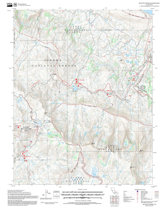 2025 Forest Service Topo Map of Mount Givens California
