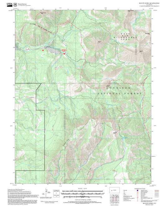 2025 Forest Service Topo Map of Mount Guero Colorado