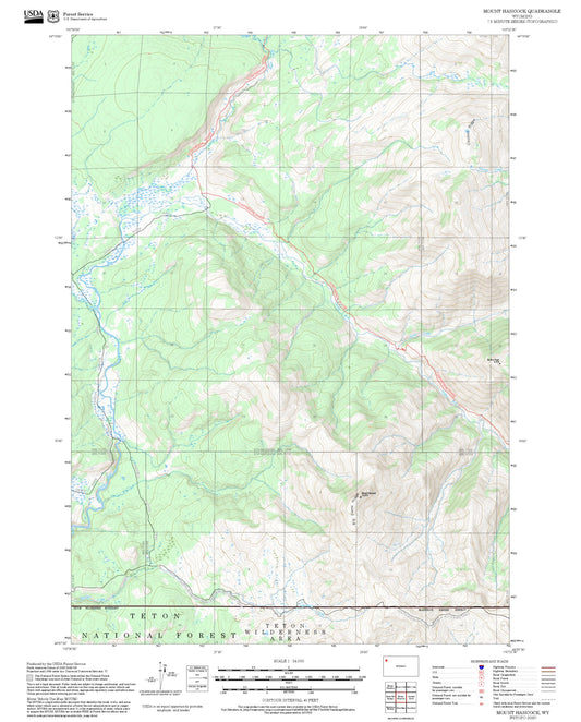 2025 Forest Service Topo Map of Mount Hancock Wyoming