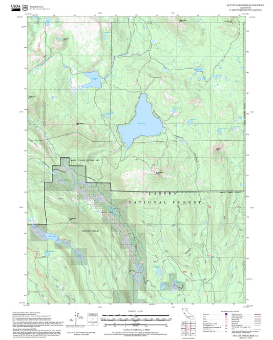 2025 Forest Service Topo Map of Mount Harkness California