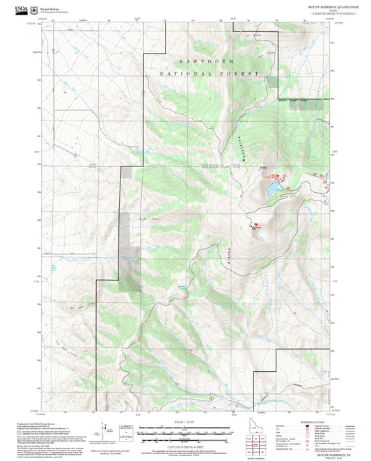 2025 Forest Service Topo Map of Mount Harrison Idaho