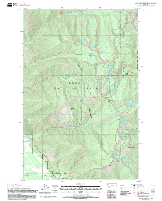 2025 Forest Service Topo Map of Mount Headley Montana
