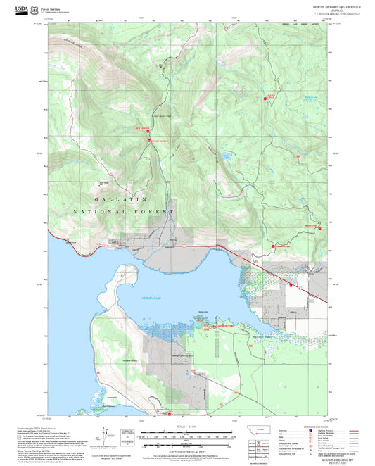 2025 Forest Service Topo Map of Mount Hebgen Montana