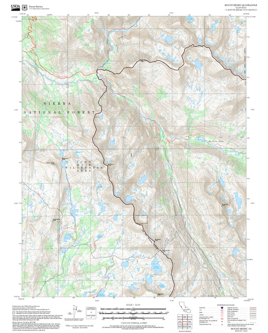 2025 Forest Service Topo Map of Mount Henry California