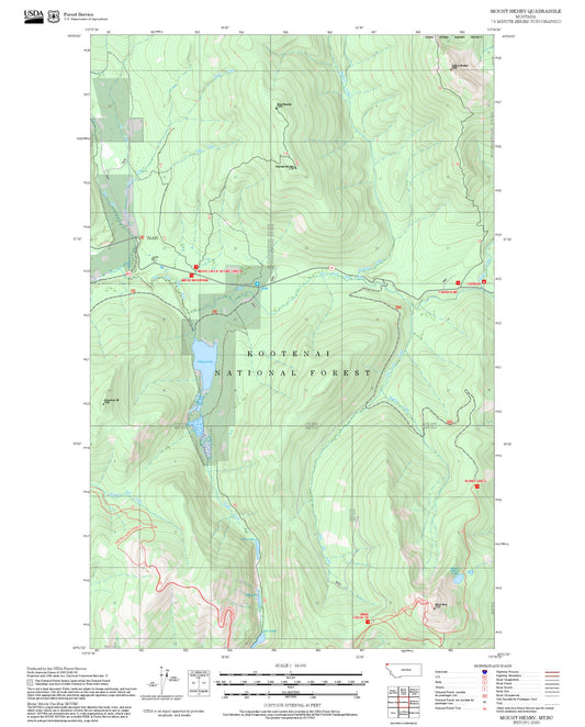 2025 Forest Service Topo Map of Mount Henry Montana