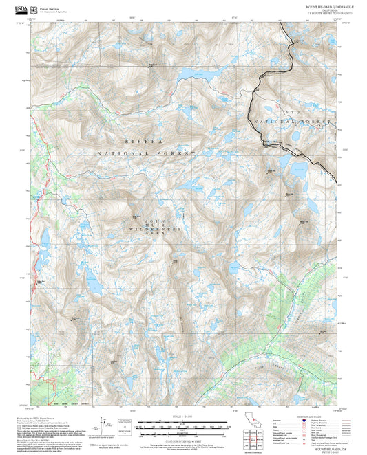 2025 Forest Service Topo Map of Mount Hilgard California