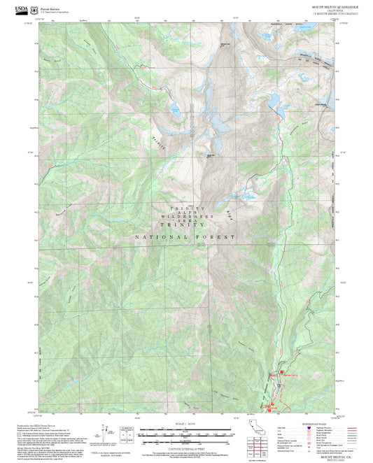 2025 Forest Service Topo Map of Mount Hilton California